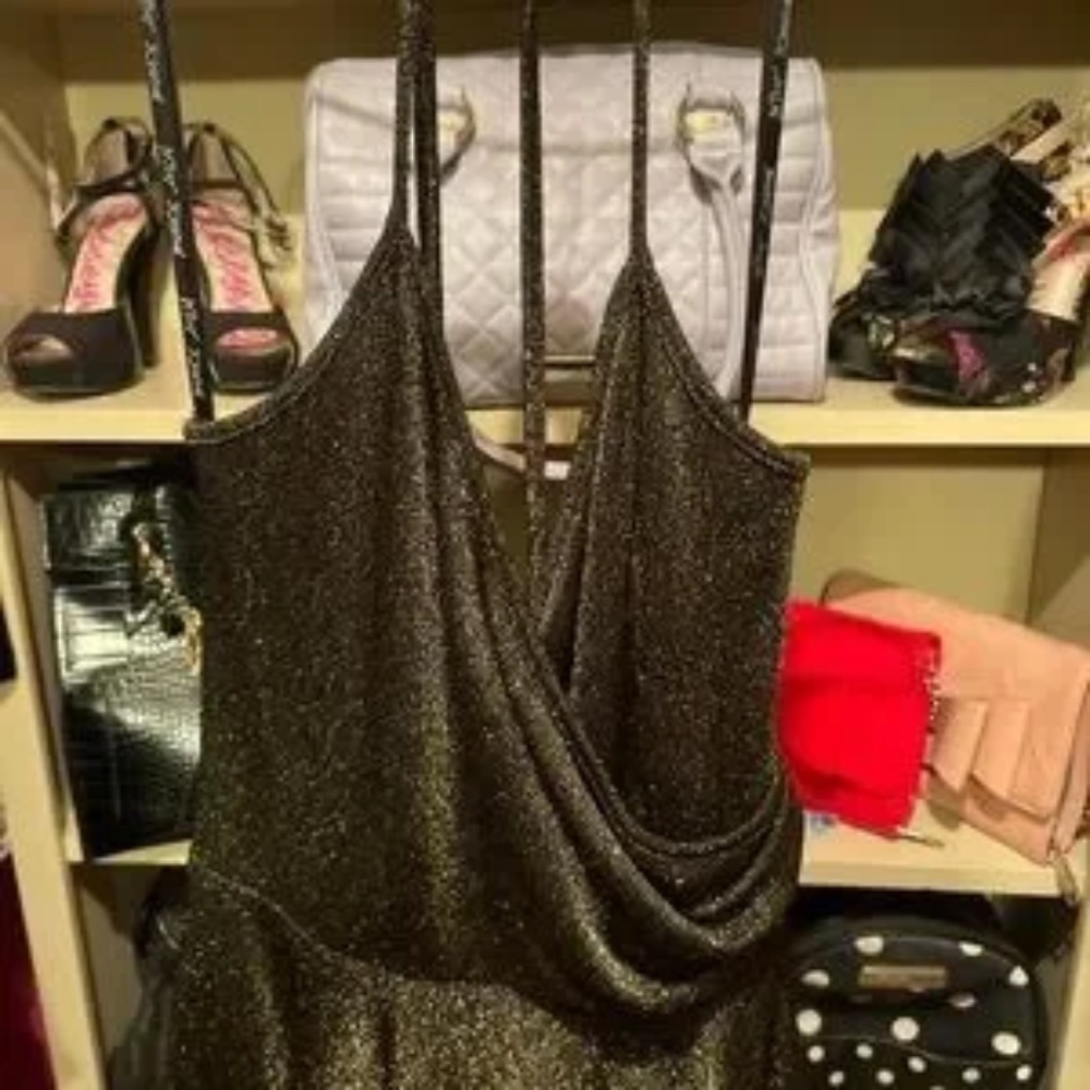 VTG Betsey Johnson Metallic Halter Dress - Picture 3 of 5